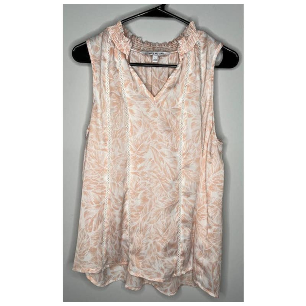 Elizabeth and James Top Sleeveless V Neck Leaf Print Size Large